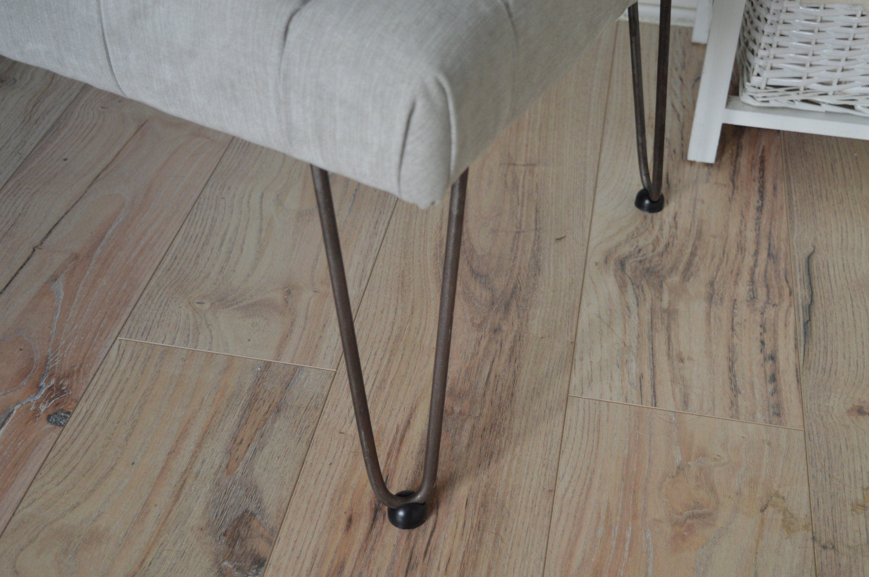 Seating Style Chesterfield Deep Buttoned Footstool in Casino  Silver With Hairpin Legs