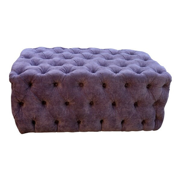 Deep Buttoned All Over Large Footstool Upholstered In Casino Crush Plum Fabric