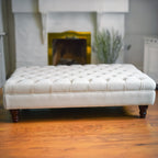 Handmade Velvet Chesterfield Footstool – Multifunctional Ottoman/Coffee Table/Footrest – Wipe Clean – Extra Large