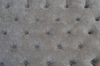 Chesterfield Style Deep Buttoned Footstool in Casino Crush Grey With Brass Castor Legs