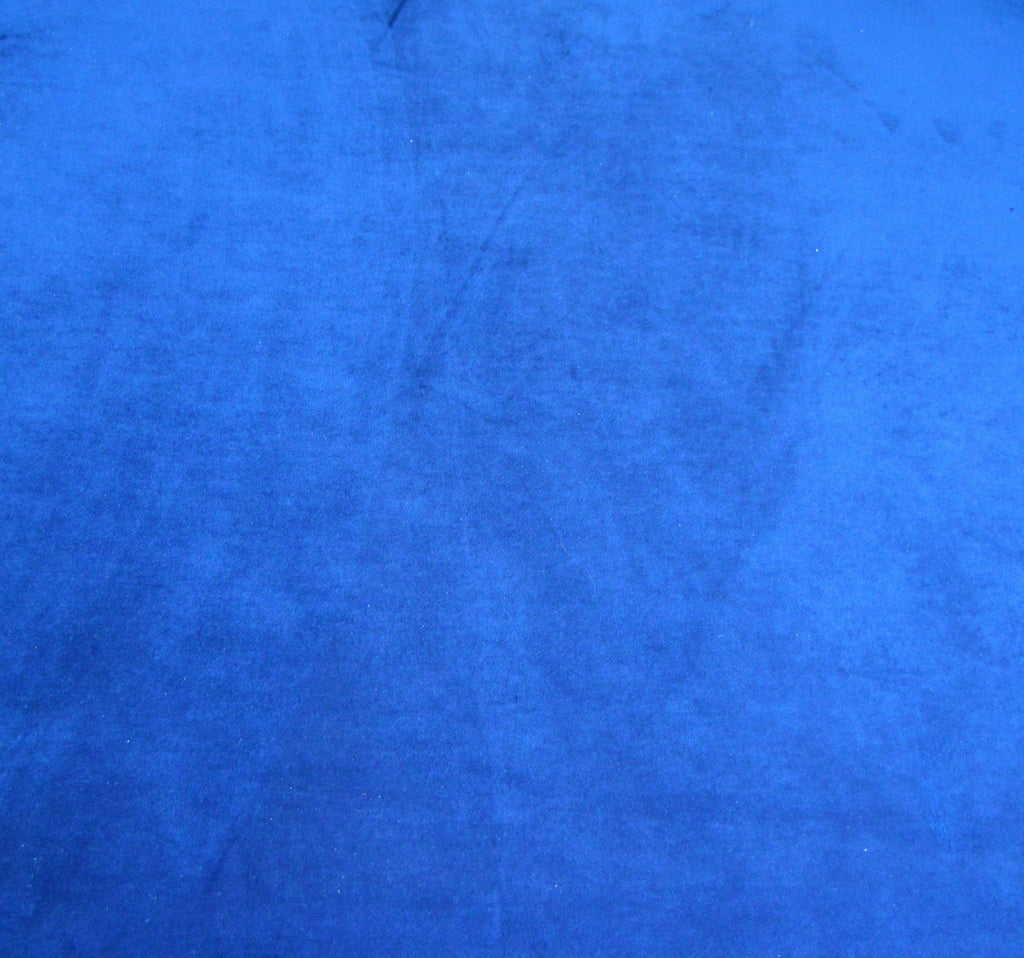 Square Fixed Top Cushion Footstool in Blue Velvet  Fabric With Mahogany Turned Hardwood Legs