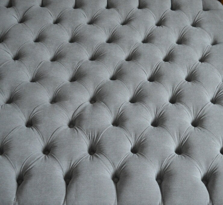 100cm x 100cm Extra Large Square Design Deep Buttoned Chesterfield Footstool  in Casino Silver Fabric