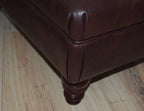 Extra Large Storage Square Chesterfield Deep Buttoned Footstool in Premium Dark Brown Faux Leather