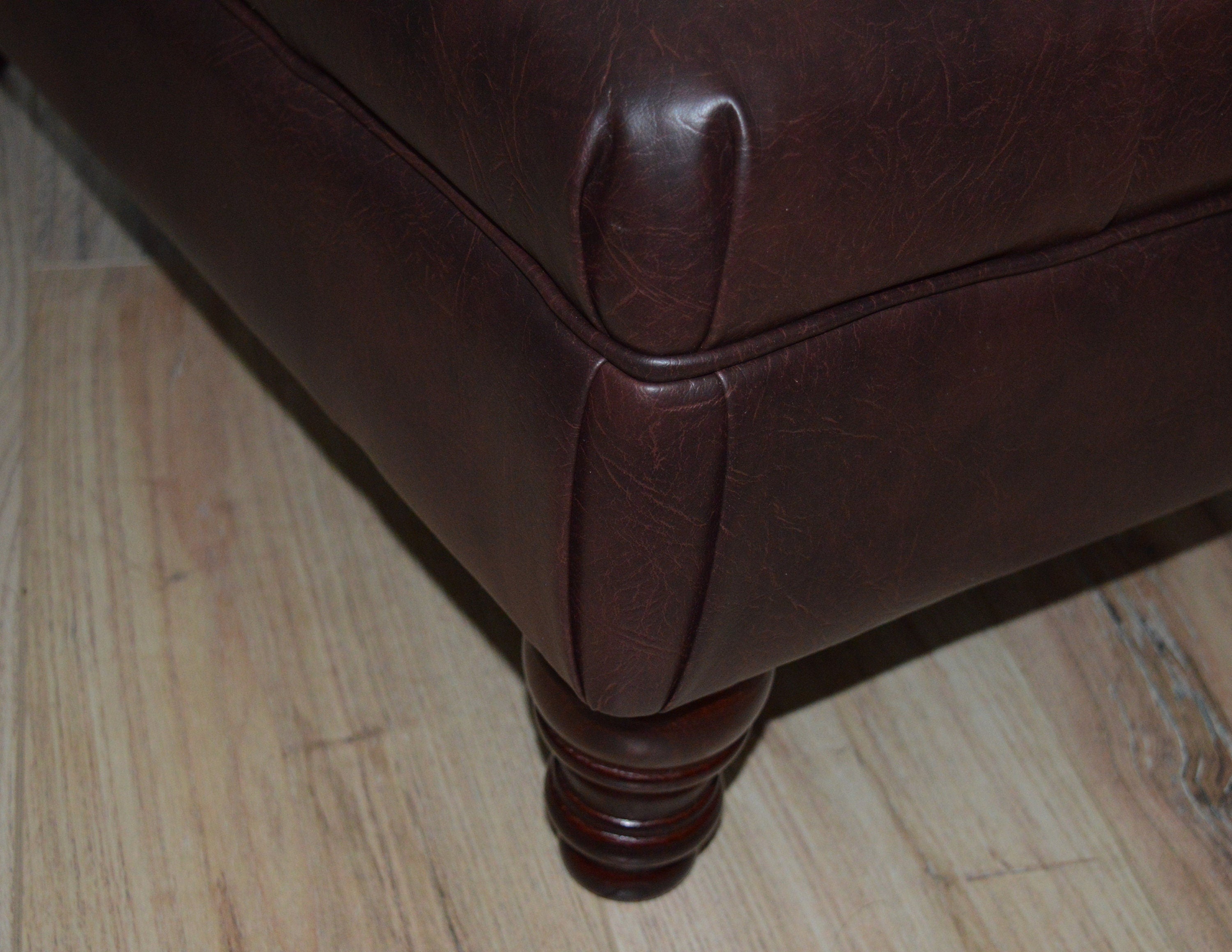 Extra Large Storage Square Chesterfield Deep Buttoned Footstool in Premium Dark Brown Faux Leather