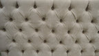 Chesterfield Style Deep Buttoned Footstool in Casino Crush Angora With Mahogany Legs