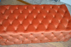 Chesterfield Style Deep Buttoned All Over Extra Large Footstool Upholstered In a Plush Burnt Orange Velvet