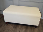 Bench Seating footstool 2str size upholstered in a Boucle Fabric With Chestnut Piping