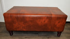 Bench Seating footstool 2str size upholstered in a Premium Chestnut Faux Leather