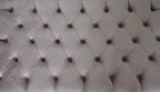 Chesterfield Deep Buttoned Footstool in Blush Pink Velvet With Mahogany Turned Hard Wood Legs