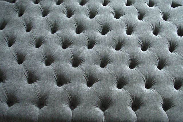 Chesterfield Extra Large Deep Buttoned Footstool in Casino Dark grey With Turned Hardwood Legs