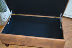 Handmade Premium Faux Leather Tan Chesterfield Footstool – Ottoman/Coffee Table/Footrest with Storage - Easy Clean