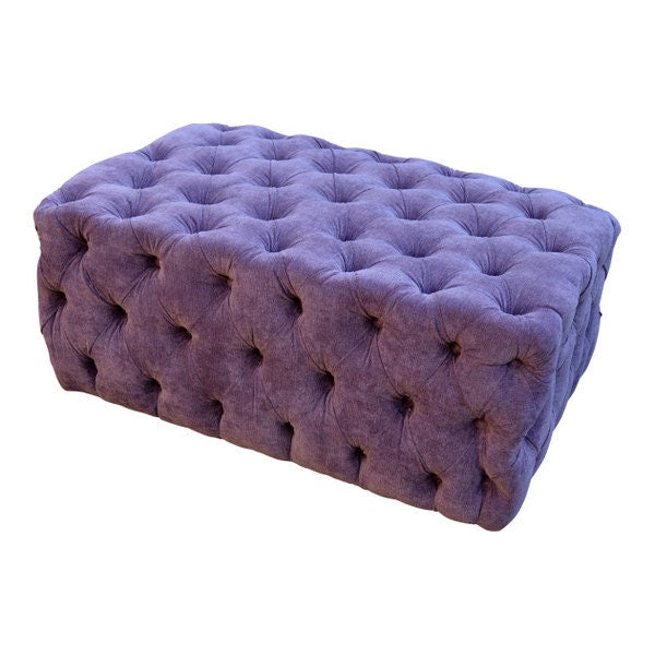 Deep Buttoned All Over Large Footstool Upholstered In Casino Crush Plum Fabric