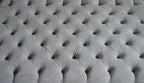Chesterfield Extra Large Deep Buttoned Footstool in Premium Casino Silver Fabric With Turned Hardwood Legs
