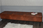 Extra Large 2mtr Bench Seating Style Chesterfield Buttoned Footstool  in Premium Faux Chestnut Leather With metal Legs
