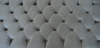 Chesterfield Deep Buttoned Footstool in a Plush Silver Velvet With Mahogany Turned Hard Wood Legs
