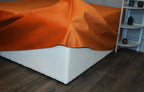 Extra Large Flat Top Removable Cover Footstool  in a Burnt Orange Velvet Fabric