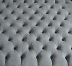 100cm x 100cm Extra Large Square Design Deep Buttoned Chesterfield Footstool  in Casino Silver Fabric