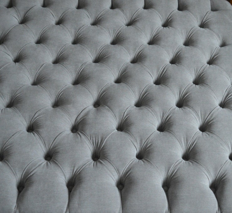 100cm x 100cm Extra Large Square Design Deep Buttoned Chesterfield Footstool  in Casino Silver Fabric