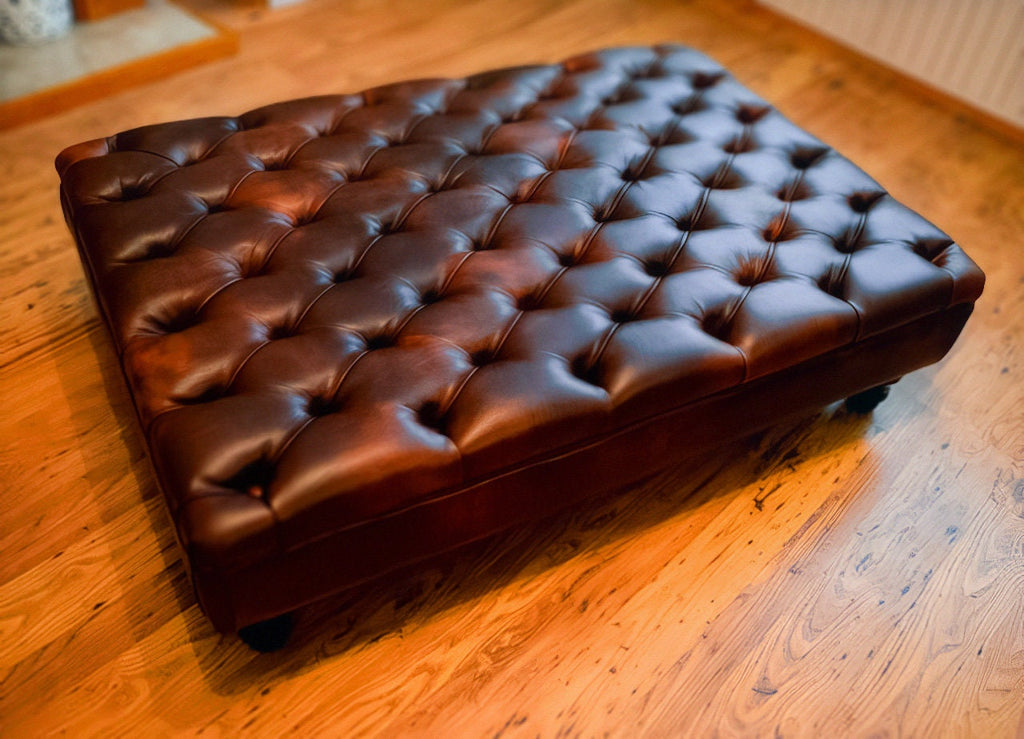 Handmade Premium Faux Leather Chesterfield Footstool – Ottoman/Coffee Table/Footrest - Easy Clean Surface