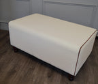 Bench Seating footstool 2str size upholstered in a Boucle Fabric With Chestnut Piping