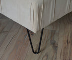 Square Chesterfield Deep Buttoned Footstool in Casino Beige Fabric With Hairpin Legs