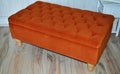 Chesterfield Deep Buttoned Footstool With Storage in Premium Eco Burnt Velvet Fabric With Oak Legs.