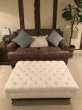 Hand Made Extra Large Square Chesterfield Footstool 100cm x 100cm in Cream Fabric