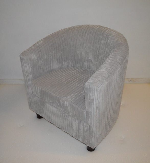 Accent Tub Chair Upholstered in a Luxurious Silver Jumbo Cord Fabric