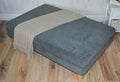 Extra Large Flat Top Footstool With Piping Detail  in Grey Velvet With Oak Turned Hard Wood Legs