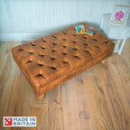 Handmade Faux Leather Chesterfield Footstool – Multifunctional Ottoman/Coffee Table/Footrest - Easy Clean Surface