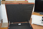 Extra Large Storage Square Chesterfield Deep Buttoned Footstool in Premium Chestnut Faux Leather