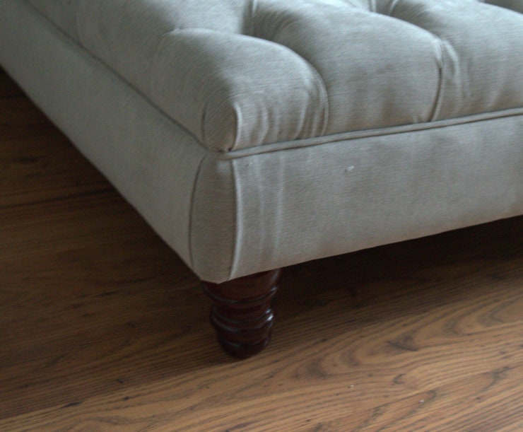 100cm x 100cm Extra Large Square Design Deep Buttoned Chesterfield Footstool  in Casino Silver Fabric