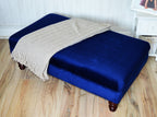 Flat Top Large Footstool in Dark Blue Velvet