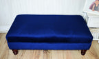 Flat Top Large Footstool in Dark Blue Velvet