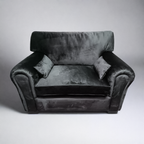 UK Made Cuddle Chair Upholstered In Casino  Plum Velvet Fabric