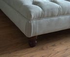 100cm x 100cm Extra Large Square Design Deep Buttoned Chesterfield Footstool  in Casino Silver Fabric