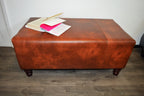 Bench Seating footstool 2str size upholstered in a Premium Chestnut Faux Leather