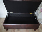 Chesterfield Deep Buttoned  Footstool With Storage in Premium Dark Brown Faux Leather