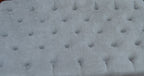 Chesterfield Deep Buttoned Footstool in Casino Crush Silver With Turned Wood Legs