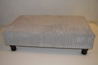 Handmade Jumbo Cord Silver Footstool – Ottoman – Coffee Table – Footrest – Turned Hardwood Legs