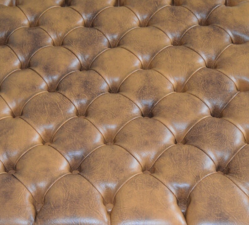 Fix To Wall King Size Deep Buttoned Headboard in Premium Tan Faux Leather