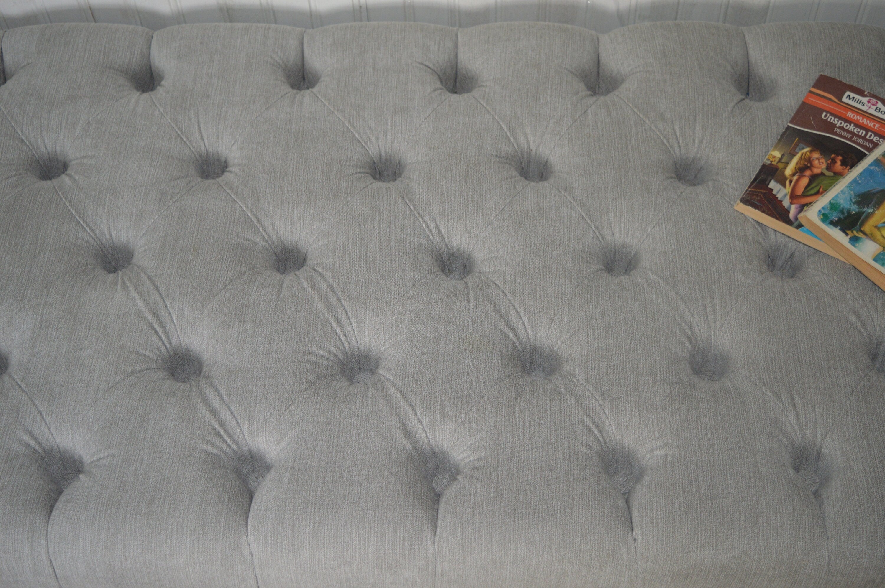 Seating Style Chesterfield Deep Buttoned Footstool in Casino  Silver With Hairpin Legs