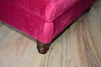 Chesterfield Extra Large Deep Buttoned Footstool in Monaco Wine Velvet  With Turned Hardwood Legs