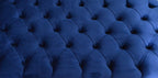 Chesterfield Deep Buttoned Footstool in Royal Blue Velvet With Mahogany Turned Hard Wood Legs