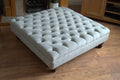100cm x 100cm Extra Large Square Design Deep Buttoned Chesterfield Footstool  in Casino Silver Fabric