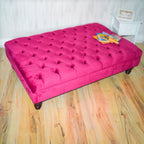 Handmade Velvet Chesterfield Footstool – Multifunctional Ottoman/Coffee Table/Footrest – Wipe Clean – Extra Large