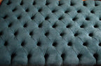 Chesterfield Extra Large Deep Buttoned Footstool in Premium Casino Teal Fabric With Turned Hardwood Legs