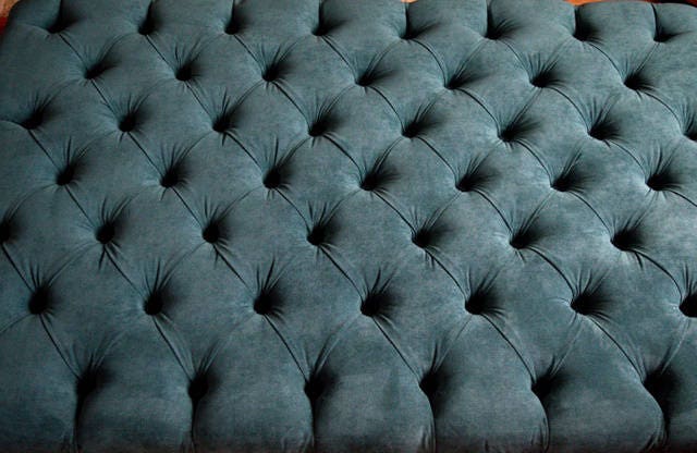 Chesterfield Extra Large Deep Buttoned Footstool in Premium Casino Teal Fabric With Turned Hardwood Legs