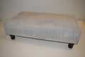 Handmade Jumbo Cord Silver Footstool – Ottoman – Coffee Table – Footrest – Turned Hardwood Legs