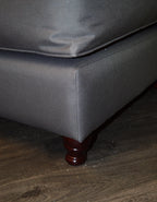 Stylish Chair For Indoor And OutDoor Use in Grey Water Resistant Fabric With Mahogany Wood Legs